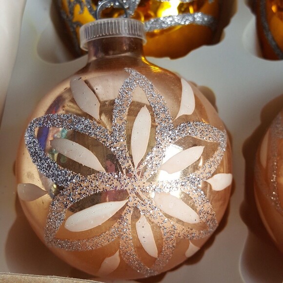 6 Vintage Glass Christmas Ornaments with Glitter Rauch German Misc - Picture 3 of 10